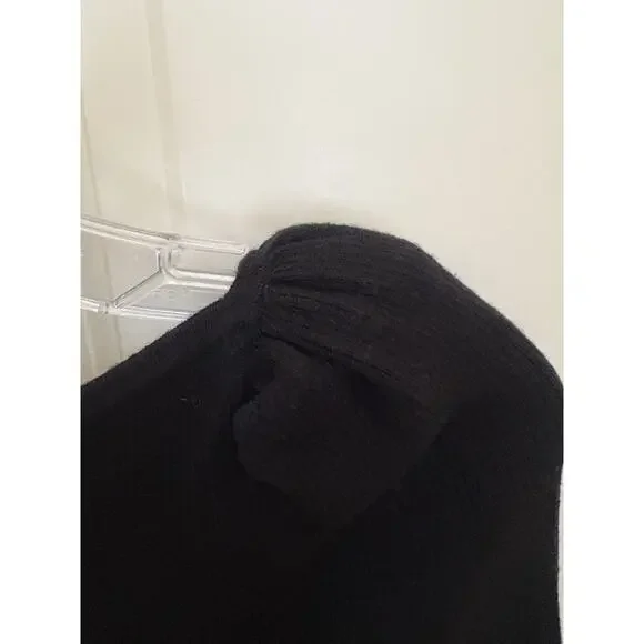 EXPRESS BLACK PUFF SHOULDER LACE PIECED BODY CONTOUR SWEATER DRESS Small - Picture 7 of 8